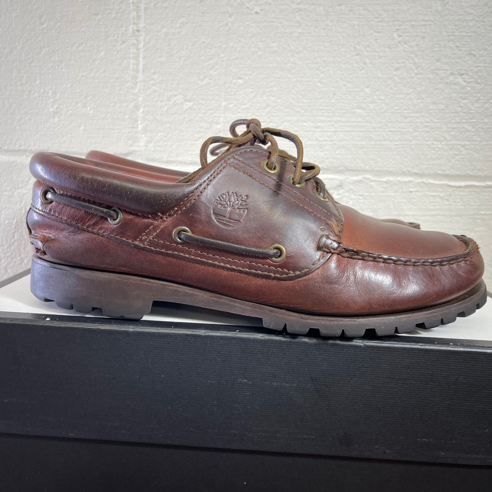Timberland 3-Eye Classic Lug Boat Shoes Burgundy Leather Men's Size 8 D